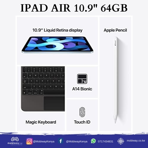MobiwayKenya's tweet photo. The #iPadAir has a 10.9" Liquid Retina display, A14 Bionic chip, Touch ID, is compatible with Magic Keyboard & Apple Pencil
For this and other #AppleProducts reach us on #WhatApp no. 0717434831
Visit our site https://t.co/DxEAVMWw2f & we'll deliver it to you #Committed2Connecting https://t.co/diGslvAOZD