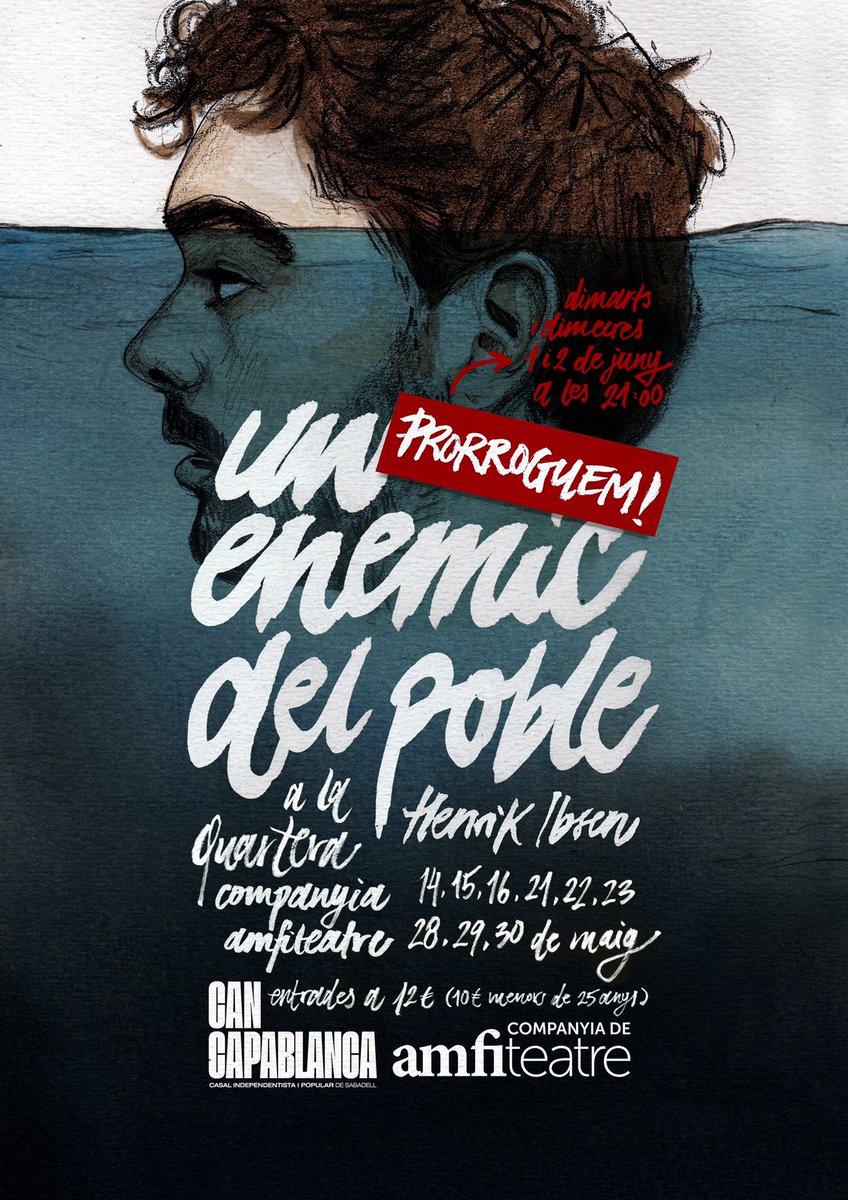 amfiteatre_cat's tweet photo. PRORROGUEM! Amb entrades exhaurides per tots els dies d’aquest cap de setmana, afegim 2 noves dates per veure Un enemic del poble. Dimarts i dimecres d’aquesta setmana seran les últimes oportunitats per veure aquest explosiu Ibsen a @LaQuartera! Us ho perdreu?🔥🧨 https://t.co/52TIuhXpCH