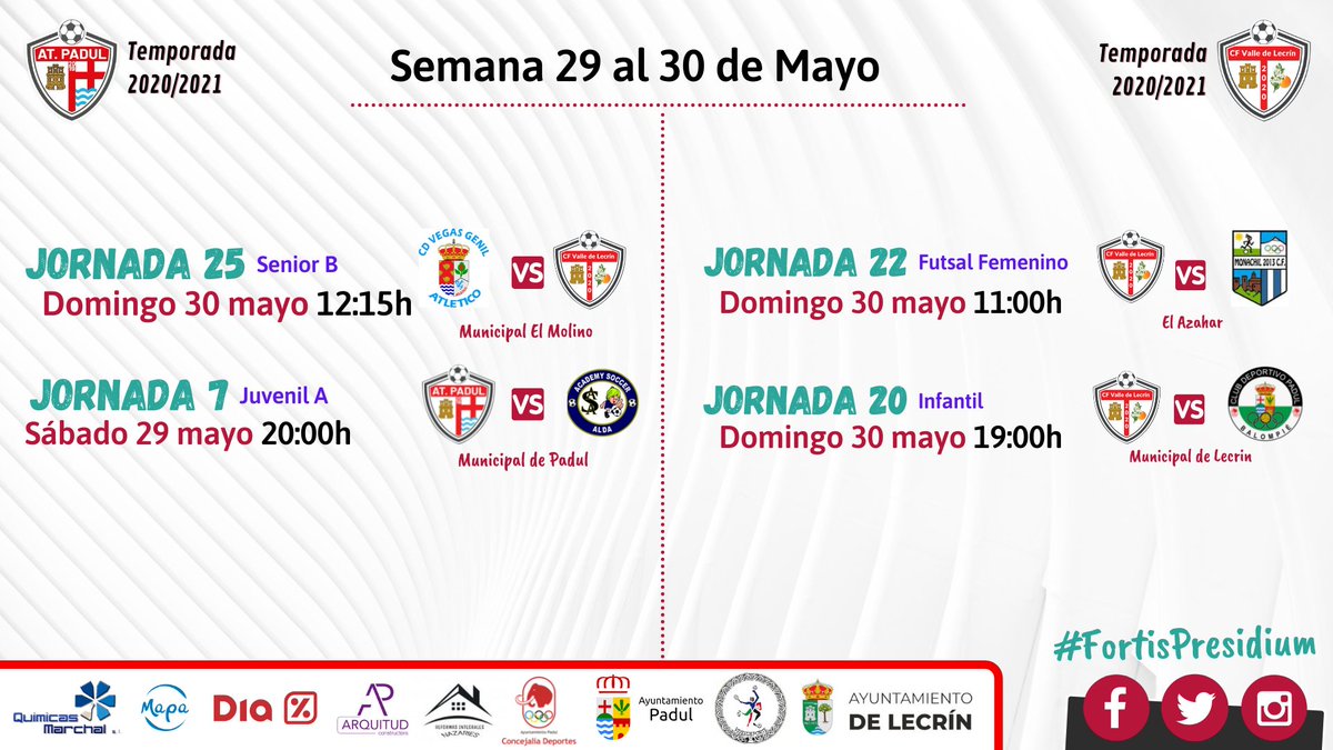 AtcoPadul's tweet photo. 🗞️ Semana 29-30 de Mayo
Partidos del Fin de Semana
#ATP #Alevin #Infantil #Juvenil #Femenino #Futsalfem #CFVL #ElPadul #Lecrin #ValledeLecrin #Granada @CFLecrin https://t.co/DsBMxgYgCU