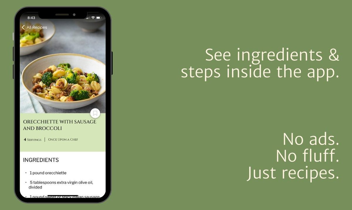 ProductHunt's tweet photo. Find recipes for the ingredients lying around in your kitchen. This could come in handy when you want to cook things before they expire. 

Find your next recipe: https://t.co/qJtWJpbzxV https://t.co/z96F178Bjo