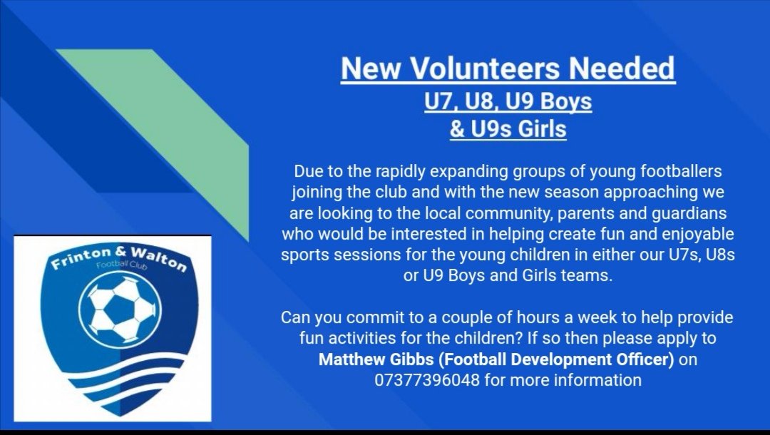 New Volunteers/Coaches/Parent Helpers needed for the upcoming season. Please contact us ASAP if interested
