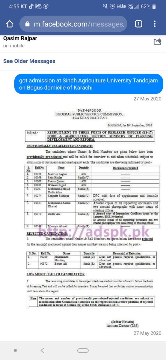 sababshah7's tweet photo. @Sangrisaeed Kindy Check this. Muhammad Akram Kharal from Chiniot Punjab 
#First_Job Teacher Punjab Domicile
#2nd_Job Resech Office 17 Sindh Qouta, Note:  [I was Candidate from Sindh] https://t.co/6lVegRoZgE