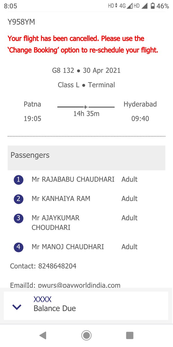 dsphotography4u's tweet photo. @goairlinesindia @goairlinesindia  @DGCAIndia 
My PNR Y958YM &amp; My flight G8-132,G8- 423 was cancelled by Goair itself on 30/04/2021 but I don’t get Any Refund Amount till now,except Sympathetic email, even after complaining to higher Authorities of Goair. Worst Experience with Goair Team. https://t.co/N6rwCcTwi8