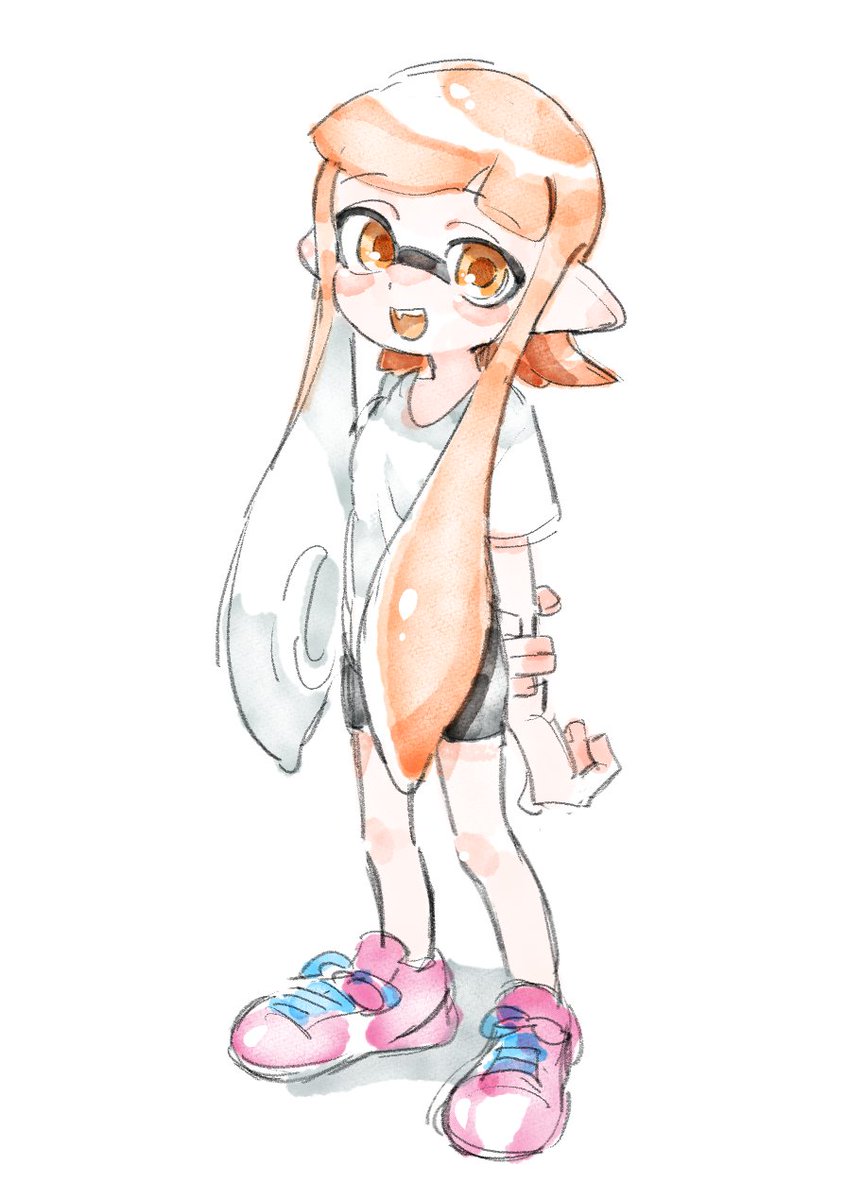 インクリング ,イカガール(スプラトゥーン) 「クリスタの水彩がすごくなったらしい
しかしどんなにブラシが有能になったところで画」|かぁちゃんのイラスト