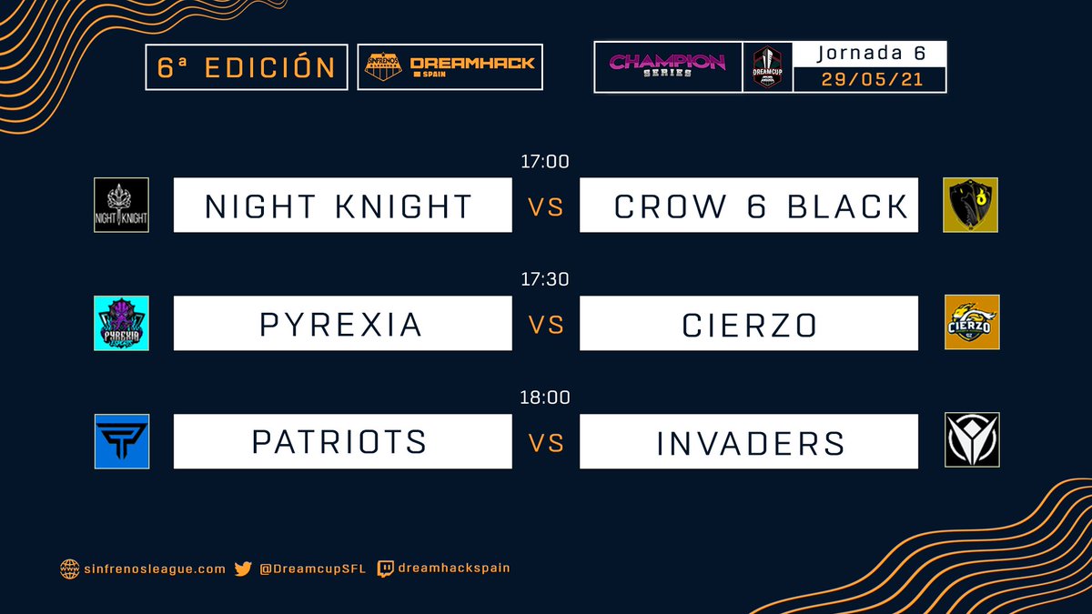 🏆SEXTA JORNADA #SFLChampionSeries6🏆

🎙️<a href="/David_D822/">David 'Zex'</a> &amp; <a href="/alf_27q/">Alf.🥀</a> 
📺twitch.tv/alf_27q

#SomosSFL⚽🚗 | @DreamHackSpain