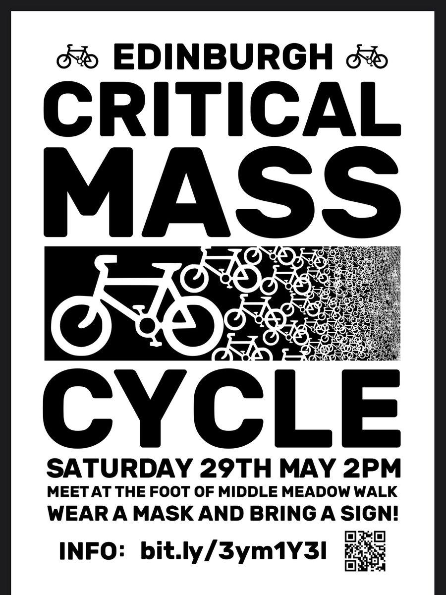 Edinburgh Critical Mass Cycle - today at 2pm!  Starting at middle meadow walk!
fb.me/e/2pVjAe0hp
#criticalmass #edinburgh #cycling #bicycle #ridesafe #saferstreets #lovelyweatherforit