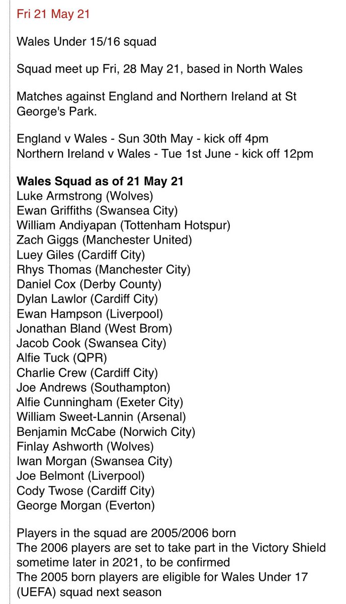 Good luck to Alfie who is representing Wales this weekend.