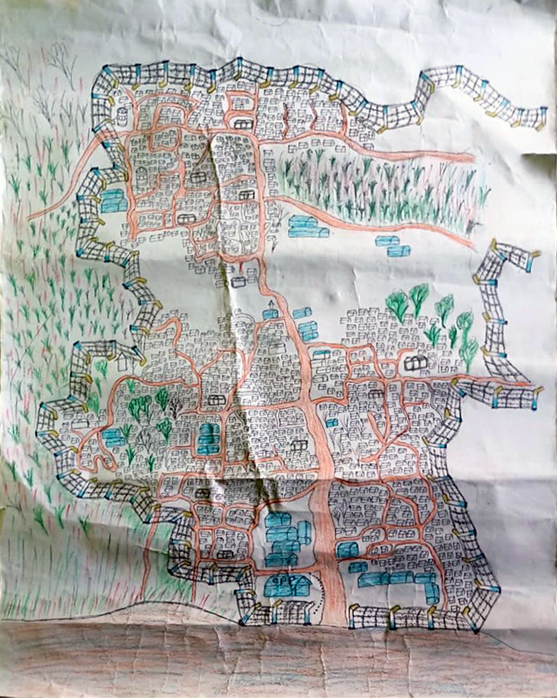 RemoveTheFence's tweet photo. "Camp 16 and Barbed Wire" by Shohid. 

View more artwork in our gallery and find out how you can join the #RemoveTheFence campaign here: https://t.co/kFsoPvSAts

You don't have to be #Rohingya to participate, everyone is invited to express their feelings on this issue! https://t.co/jUH7OYURyP
