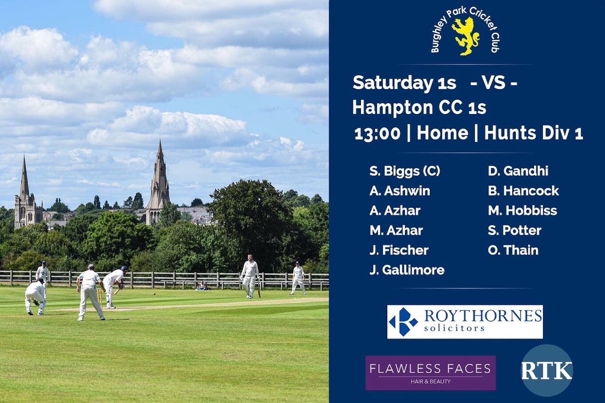 BurghleyPark's tweet image. FIXTURES | Finally we enter a weekend without worrying about the weather!!

Thanks to Roythornes Solicitors for their support and sponsorship of these matches.

roythorne.co.uk

#BPCC