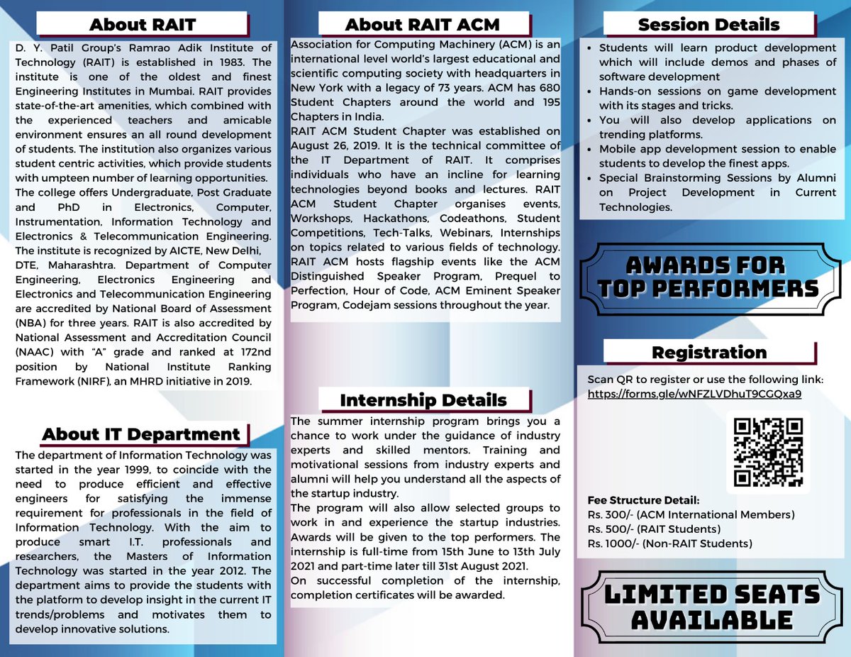 RaitACM's tweet photo. Registration link : https://t.co/PHoR5xSbZA

To know more about RAIT ACM:
https://t.co/364LZK6htN https://t.co/OwR0vYhnI7