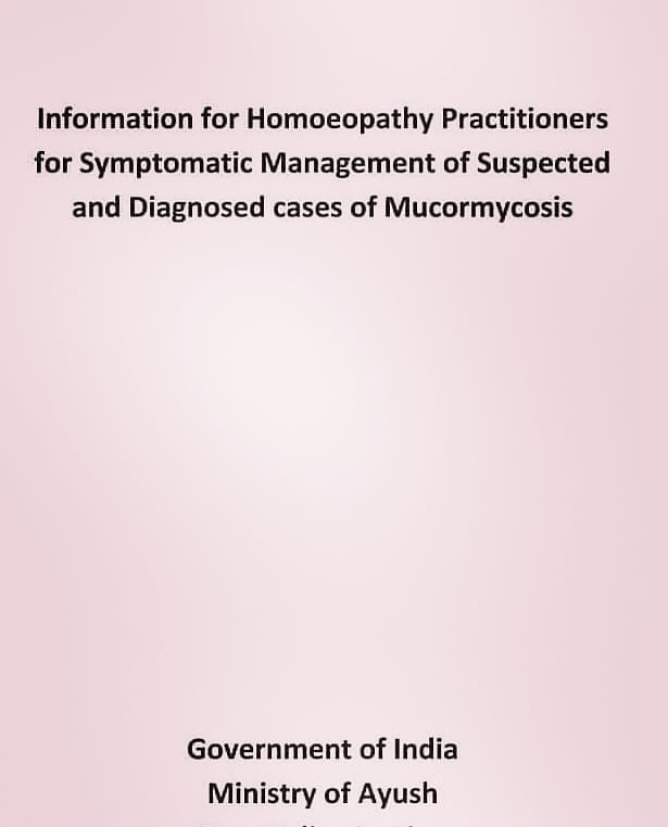 DOHomoeopathy's tweet photo. Guidelines by Ministry of Ayush for Homoeopathic Doctors for the treatment of Mucormycosis. https://t.co/Lrocuqis0A