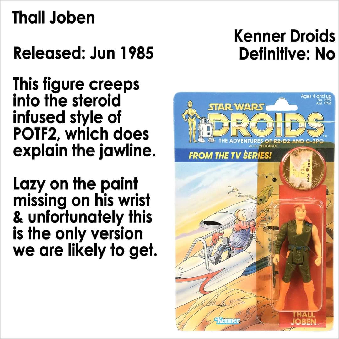 ToysJedi's tweet photo. #ActionFigureOfTheDay #ThallJoben from #KennerDroids line. This figure creeps into the steroid infused style of POTF2, which does explain the jawline. Lazy on the paint missing on his wrist & unfortunately this is the only version we are likely to get. #DefinitelyNotDefinitive https://t.co/blECGCZvRX