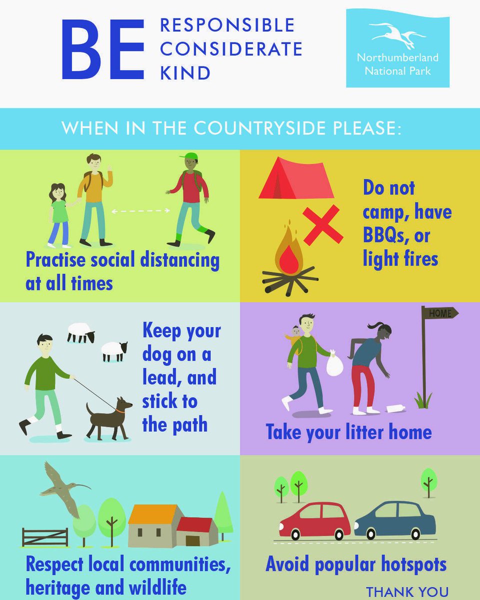 NlandNP's tweet photo. If you choose to visit Northumberland National Park this #bankholweekend or #halfterm, please remember to be responsible, considerate and kind. https://t.co/mJ7w4CzvpT