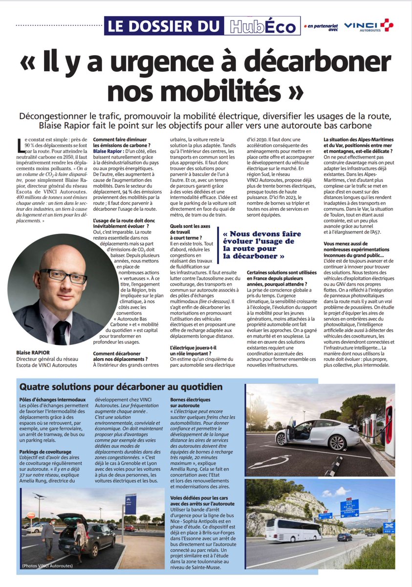 Azur_Highway's tweet photo. Dans un supplément de 8 pages sur les nouvelles mobilités diffusé ce jour dans @Nice_Matin et @Var_Matin, @VINCIAutoroutes détaille les 13 grands projets prévus en @MaRegionSud pour améliorer les mobilités quotidiennes et les décarboner : https://t.co/VE0fXzu0Mf https://t.co/X0Mwtwyni8