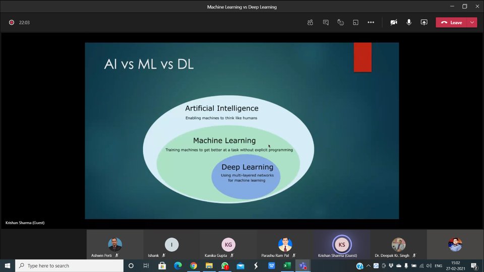 IAbesec's tweet photo. The Department of Information Technology under its initiative IT Industry- Alumni Academia Alliance (IT-IAAA) organized a webinar on “Machine Learning vs Deep Learning", on 27th February 2021. https://t.co/5BNeafZ5Tp