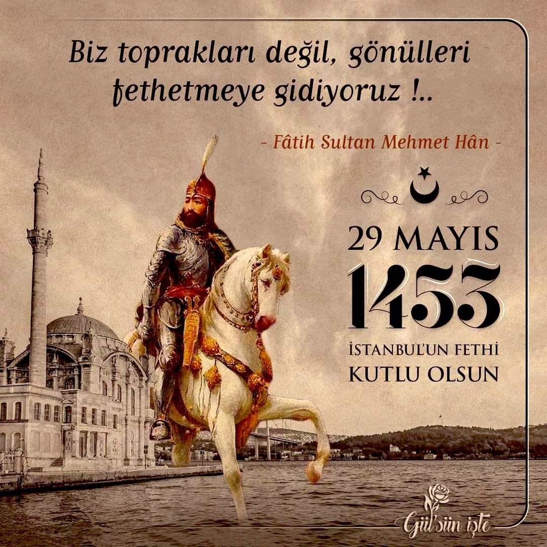 "Kostantiniye (İstanbul) Elbet birgün Fetholunacaktır. Onu Fetheden Komutan ne güzel Komutan, Onu Fetheden Asker ne güzel Asker.!”   (Hz. Muhammed s.a.v)
#Fetih1453
#istanbulunfethi
#istanbulunfethi1453