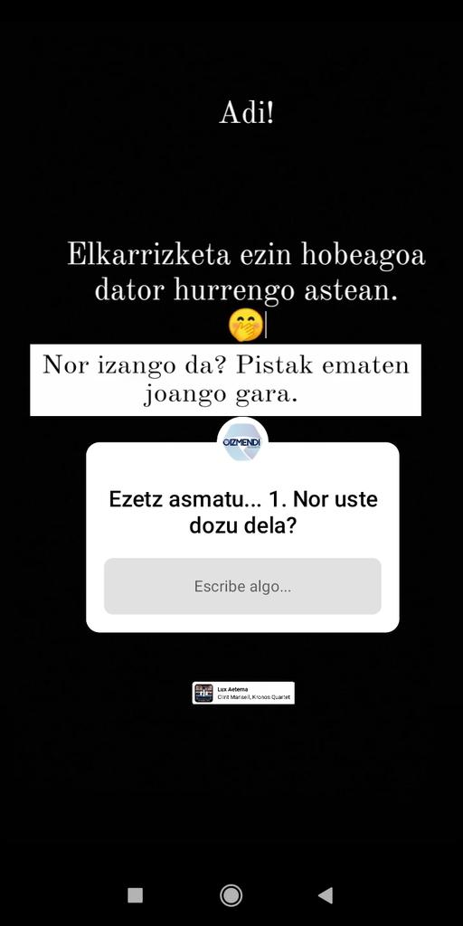OizmendiTB's tweet photo. Adii!!! Elkarrizketa ezin hobeagoa. Nor uste dozu dela?? 

Komentatu🗣️🤔 #elkarrizketa #Oizmendi #Gernika #Bermeo #Arteaga #Muxika #Mundaka #Kortezubi #Top #Interview #BOMBAZO #Exclusiva https://t.co/0L192nDvVk