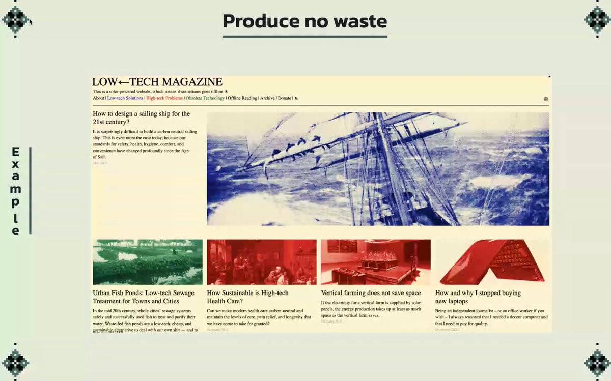 ChristophDubach's tweet photo. «This is a solar-powered website, which means it sometimes goes offline.» ☺️
#permacultureprinciples @DarynaAriamnova
#uxcampch #onuxcamp https://t.co/VWy05vC9JY