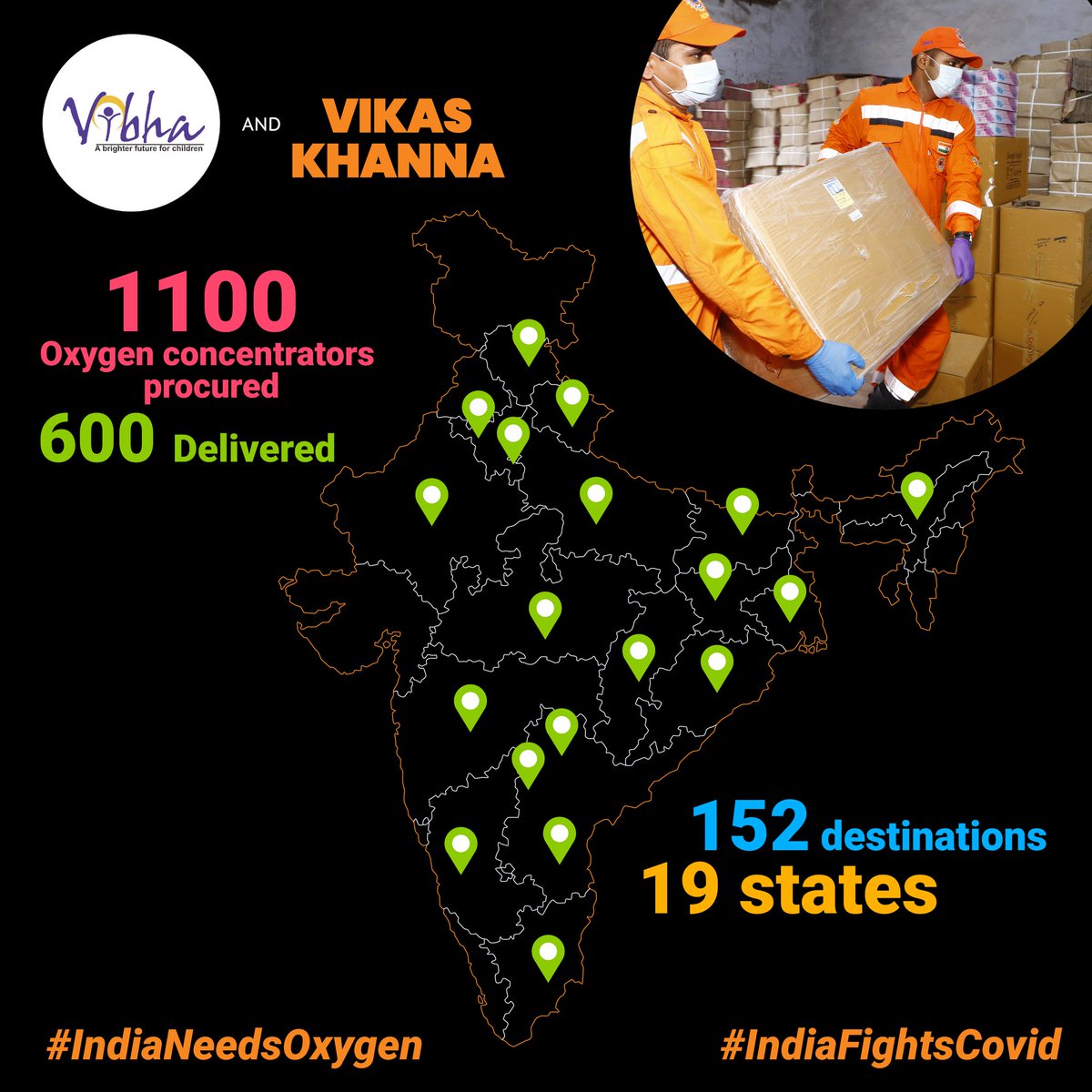 @VibhaOfficial and @TheVikasKhanna have reached 19 states, 152 destinations in rural India, delivered over 600 oxygen concentrators @KeithGrossman 🙏Thank you @jchatterleyCNN and everyone who made this happen #indianeedsoxygen #IndiaFightsCorona Details on vibha.org/donate