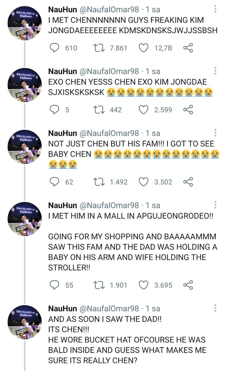 chen_brazil's tweet photo. [#FANACC] 29.05.21 | OP disse que viu Jongdae hoje no Shopping com sua familia e que ele estava feliz e rindo alto. Ele estava carregando a bebê e a esposa dele levava o carrinho de bebê. 

Cr.: NaufalOmar98

#CHEN #첸 #김종대 #EXO #DONT_FIGHT_THE_FEELING @weareoneEXO https://t.co/AysFLWMnvG