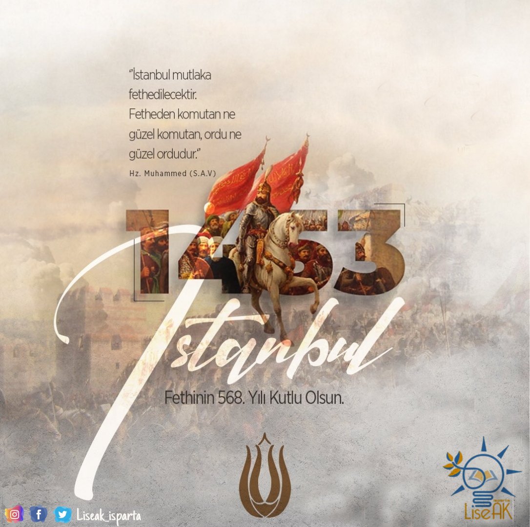 İstanbul’un fethinin 568. yılı kutlu olsun.
#istanbulunfethi
#Fetih1453