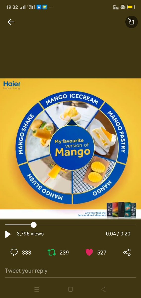 VaishaliMaisur2's tweet image. Mango Ice-Cream temperature 12°C
#ContestAlert #ParticipateNow
#MagicConvertible #BMR #InspiredLiving #HaierIndia
@IndiaHaier
Tags
@AmarjeetMarwaha @manojku30735347 @Ayush_singh13 @Subhank69937011 @DrSujit_IITB @surindersuri99 @sam__leez @PampaDutta11 @Arunkumar6106 @HarpreetS95