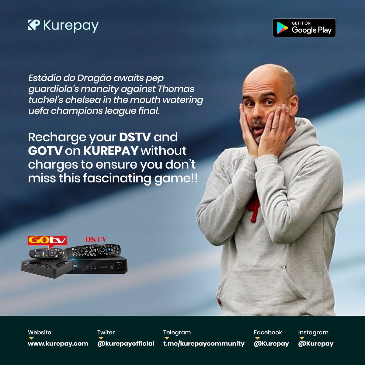 Enjoy super Saturday with kurepay without Charges!!! #ucl #UCLFinal #Kurepay #utility