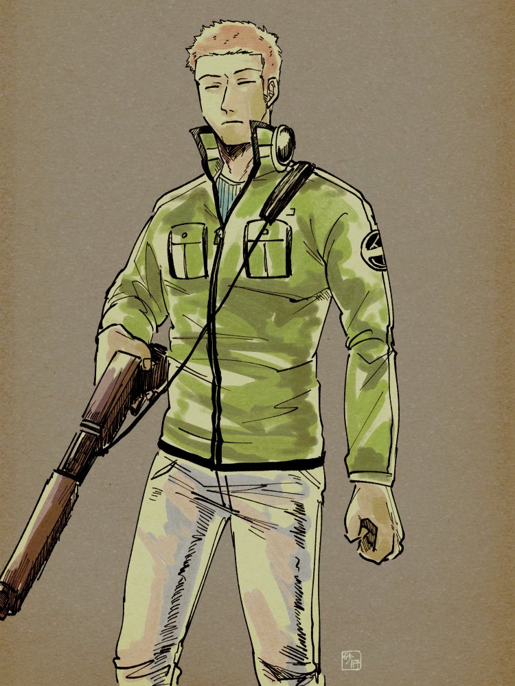 1boy solo male focus weapon holding weapon pants gun  illustration images