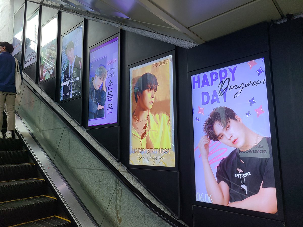 AttKpop's tweet photo. The last set of photos I received from Son Dongwoon Birthday Ad. It’s running at Jongro 3-ga Station (종로3가역) Line 1 (1호선) until 2021.06.14! Here are the designs by Exit 1 and the pillar between Exit 1 and 2 (only 2 sides of the pillar are shown). https://t.co/2XzgErBWUq