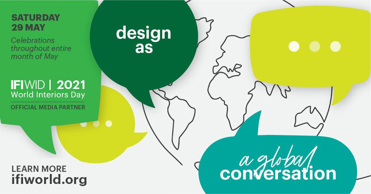 Happy World Interiors Day!  <a href="/IFIworld/">IFI</a> World Interiors Day is celebrated the entire month of May, and officially recognized this year on 29 May 2021. The theme for 2021 is “Design as a Global Conversation”. 
ifiworld.org/programs-event…