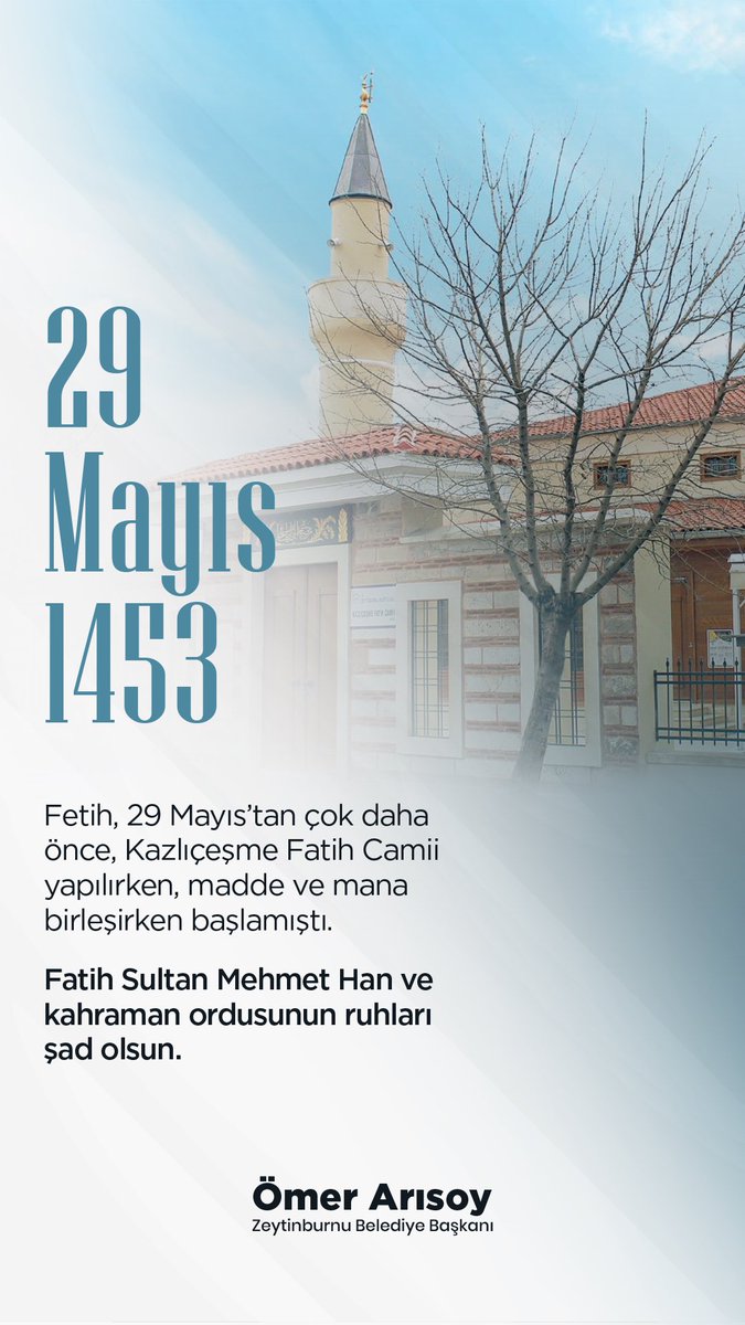 omerrarisoy's tweet photo. Aziz İstanbul.

Zaferimiz, onurumuz, emanetimiz...

Bu kutlu şehri bize hediye eden Fatih Sultan Mehmet Han ve kahraman askerlerine rahmetle.

#istanbulunfethi https://t.co/t8zzxmJJm5