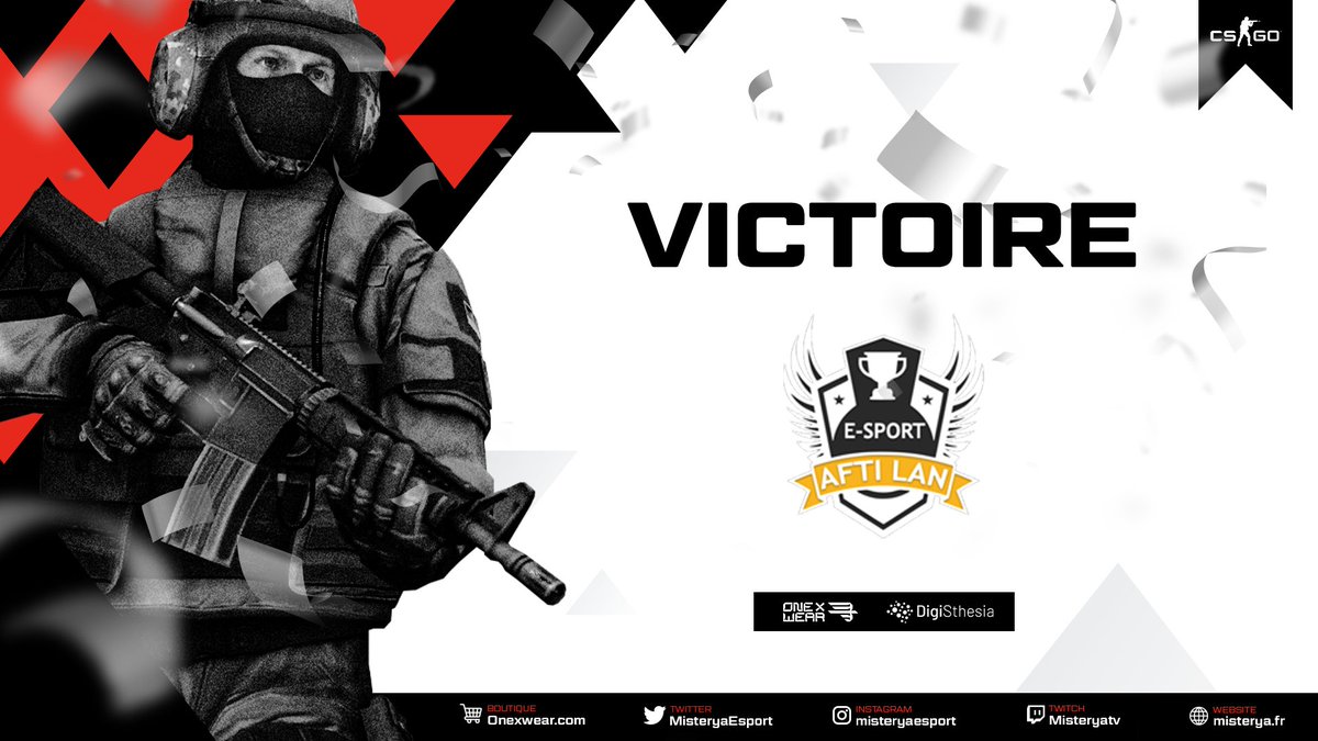 MisteryaEsport's tweet photo. 🔴⚫️AFTI-LAN⚫️🔴
2ème victoire en 2 matchs 🆚 #LANEX sur une carte Dust2 maitrisée par les boyz en 16-3
on joue #zouletteacademy au prochain match avec @Derly_CSGO @Sivolts_CSGO et leur mix https://t.co/2nZC76VAse