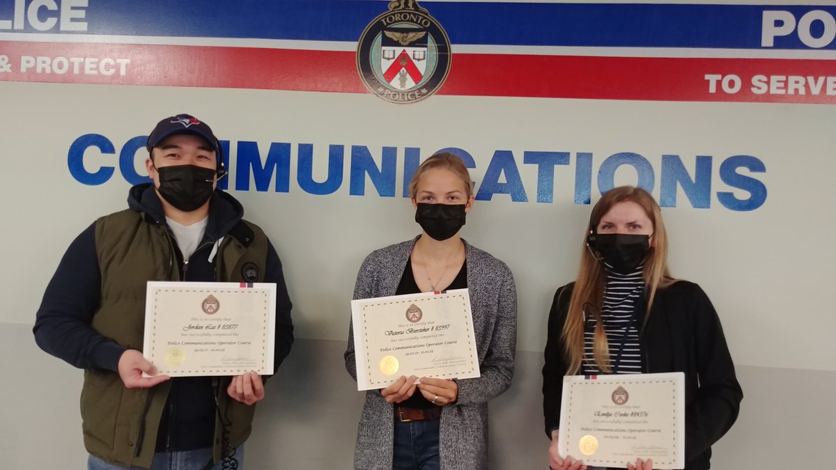 RETdispatchspvr's tweet image. Congratulations to 3 of our newest dispatchers! Training is intense and satisfying when this is the job you love.  Hard work, commitment and service. @comm911tps @TPSOperations @DeputyPeterYuen @Fergy5846 @TPAca