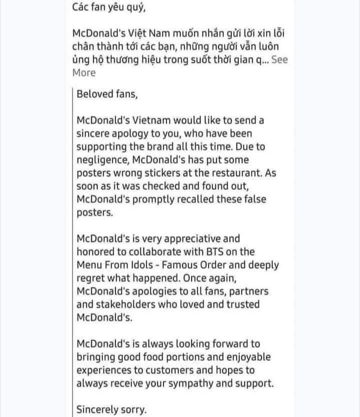 _cllgnzng's tweet photo. MCDO VIETNAM APOLOGIZE TO BTS AND FANS (ARMYS). YES I UNDERSTAND HOWEVER #EXO DESERVES AN APOLOGY ALSO! YOU PAY THEM FOR USING THEIR PRECIOUS PICTURE FOR THE POSTER.
@weareoneEXO #EXO #McDonaldsApologizeToEXO
#RespectEXO #SaySORRYtoEXO
#DONT_FIGHT_THE_FEELING https://t.co/swFGKvWrX7