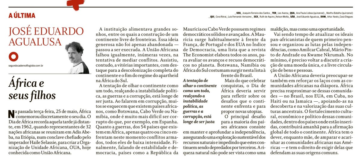 afonsoborges's tweet photo. Um texto histórico sobre a África, por @JoseEAgualusa https://t.co/xi7LAFgxF7