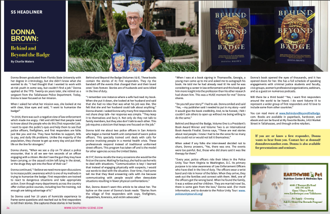 donnab213's tweet photo. Thanks for the article @scene_southern magazine! Any chance I get to talk about #humanizingthebadge I'm there! #behindthebadge #humanizethebadge #policebooks #police #LawEnforcement #tallahassee #books #bookstagram https://t.co/rHZSRSYkC5