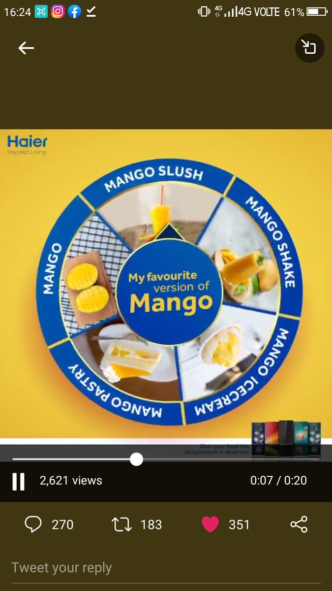 Nibedit20160810's tweet image. My favourite version of Mango is &quot;MANGO SLUSH&quot; &amp;amp; it&apos;s appropriate temperature 0°C

 #ContestAlert #ParticipateNow 
#MagicConvertible #BMR #InspiredLiving #HaierIndia
Tag

@ImChandana01  @sam__leez  @blessedkamal @Chhbi777 @OjhaDayaL_  @PritiNivoriya @JignaDe91231120