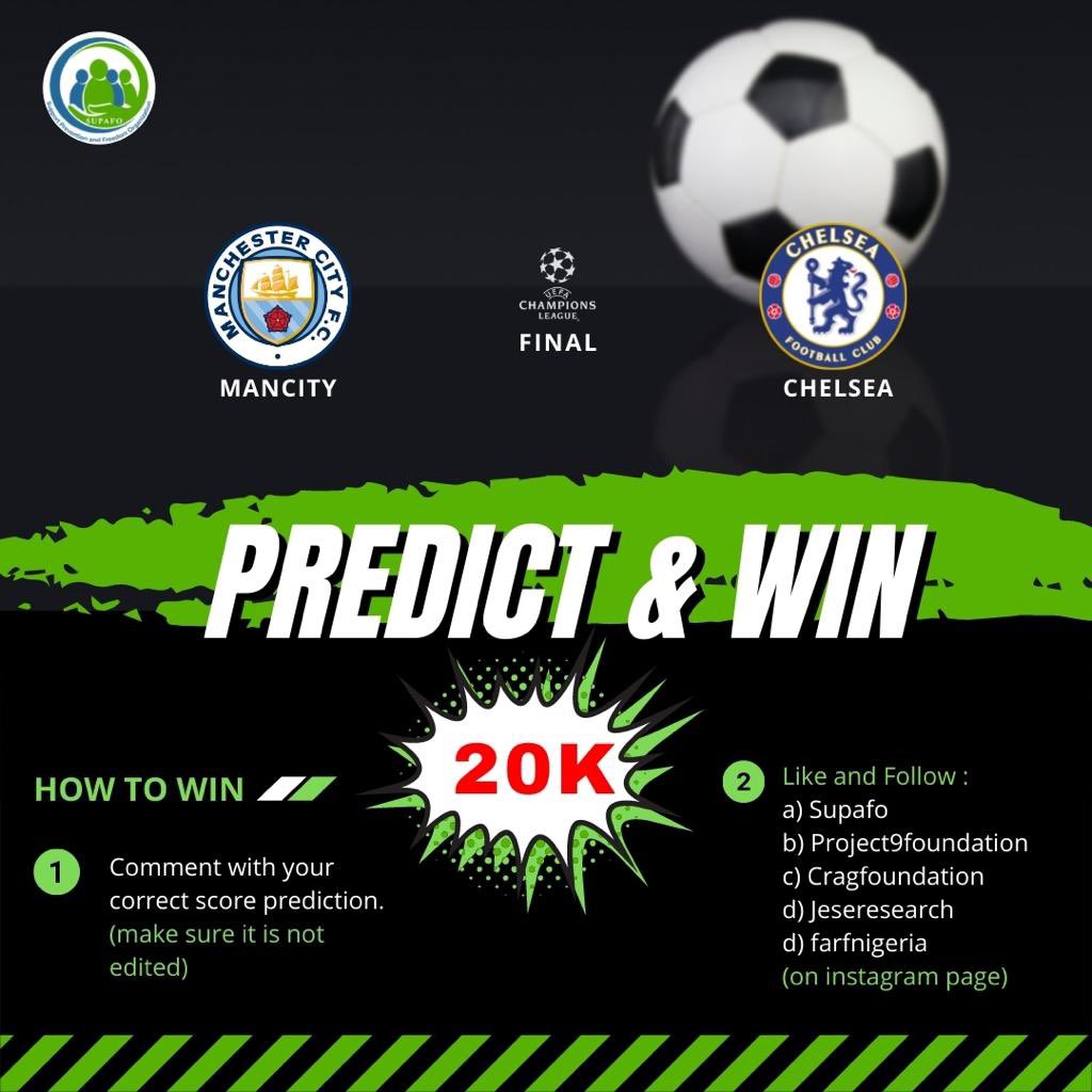 supaforg's tweet photo. Predict and win!!!
Predict the correct score line of tonight's champions league final. The person who follows all instructions and predicts the right score wins

#championsleague #football #soccer #premierleague #fifa #messi #ucl #cr #realmadrid #seriea #laliga #ronaldo #futbol https://t.co/umo3haw8Vd