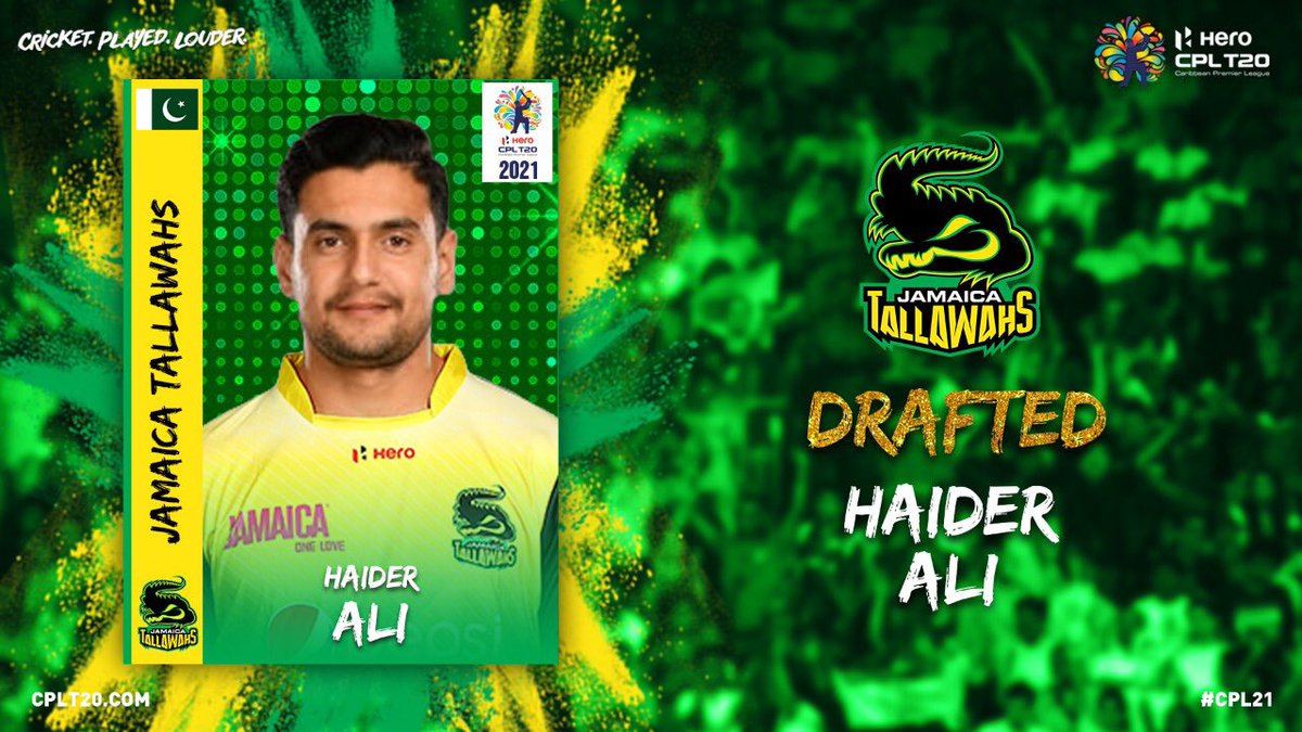 Welcome to the Tallawahs 🇯🇲 Haider  Ali 🇵🇰 #CPL21 #CPLDraft #CricketPlayedLouder #Biggestpartyinsport