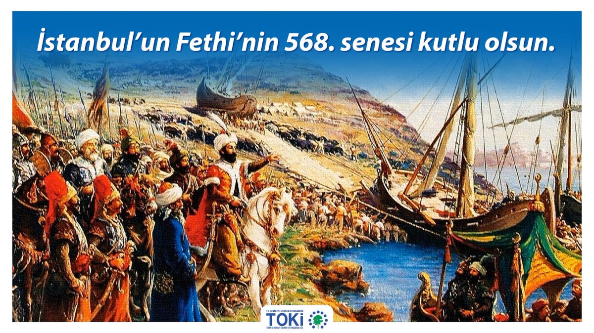 Toki_Kurumsal's tweet photo. İmparatorluklar başkenti, medeniyetler şehri, kadim şehir İstanbul’un fethinin 568. yıl dönümünü kutluyor, başta Fatih Sultan Mehmet Han olmak üzere bu toprakları bizlere vatan kılan tüm şehit ve gazilerimizi saygı ve rahmetle anıyoruz.

#Fetih1453
#istanbulunfethi https://t.co/CMrQGrO9ea