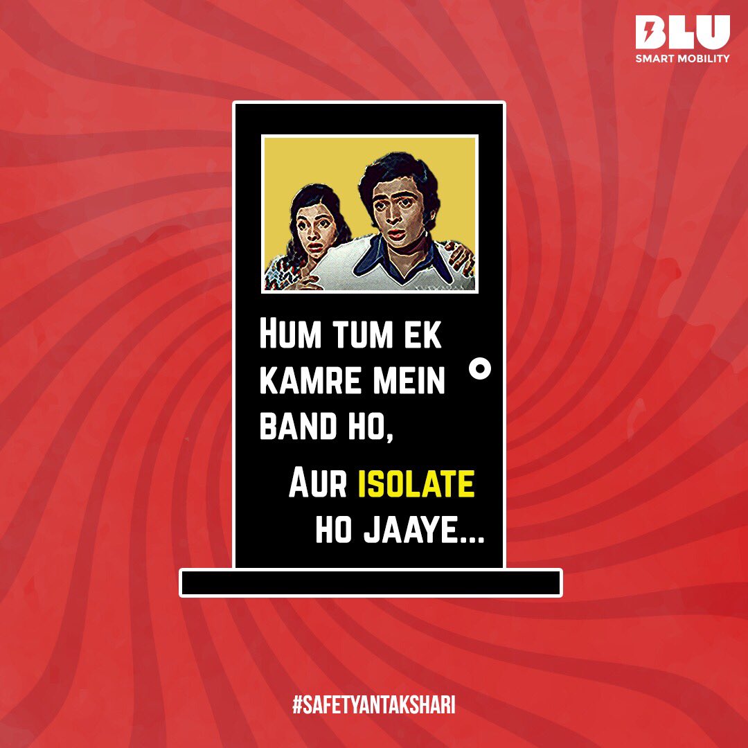 BluSmartIndia's tweet photo. Bilkul Rishi-k nahi lene ka! 
The chaabi to remaining safe is stepping out only when required in a safe BluSmart! 🤗

#SafetyAntakshari #RideElectric #RideChoice #BluSmart #RideResponsibly #EV  #ElectricCabs #EMobility #Electric #Bollywood #TopicalSpot #BollywoodSong #Trending https://t.co/XuWrCJdJqi