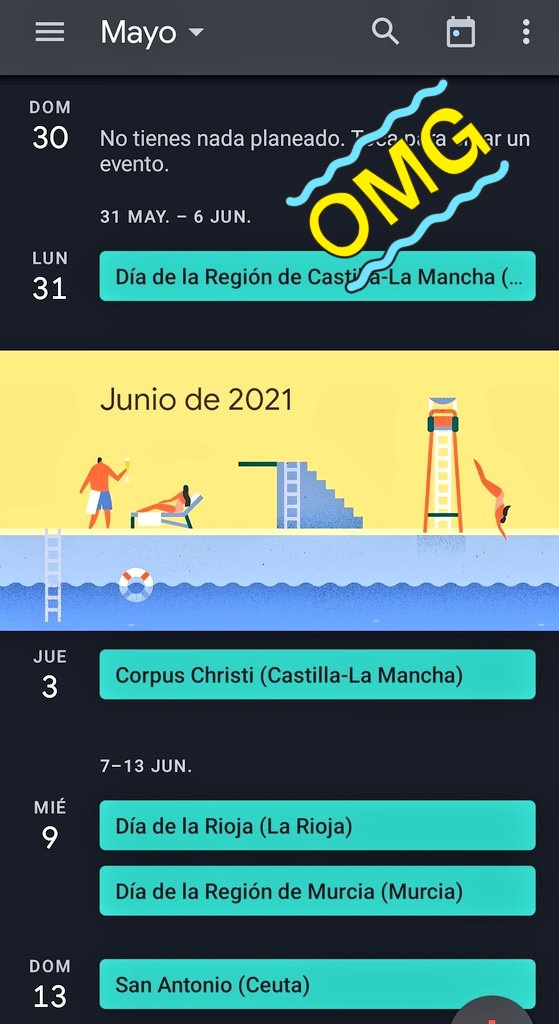 Parece que mañana no tengo nada  que celebrar. Según el calendario de <a href="/GoogleES/">Google España</a> no es el Día de Canaria. Se acuerdan del de Castilla la Mancha, La Rioja, Murcia o Ceuta pero no del #DiadeCanarias. Estamos muy lejos y esto nos ayuda a pensar que estamos también muy olvidados