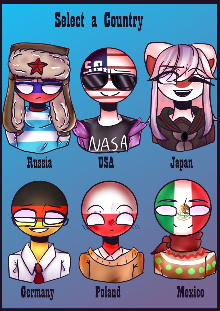 ROZKiO_ei on X: Countryhumans 12 character selections #CountryHumans   / X