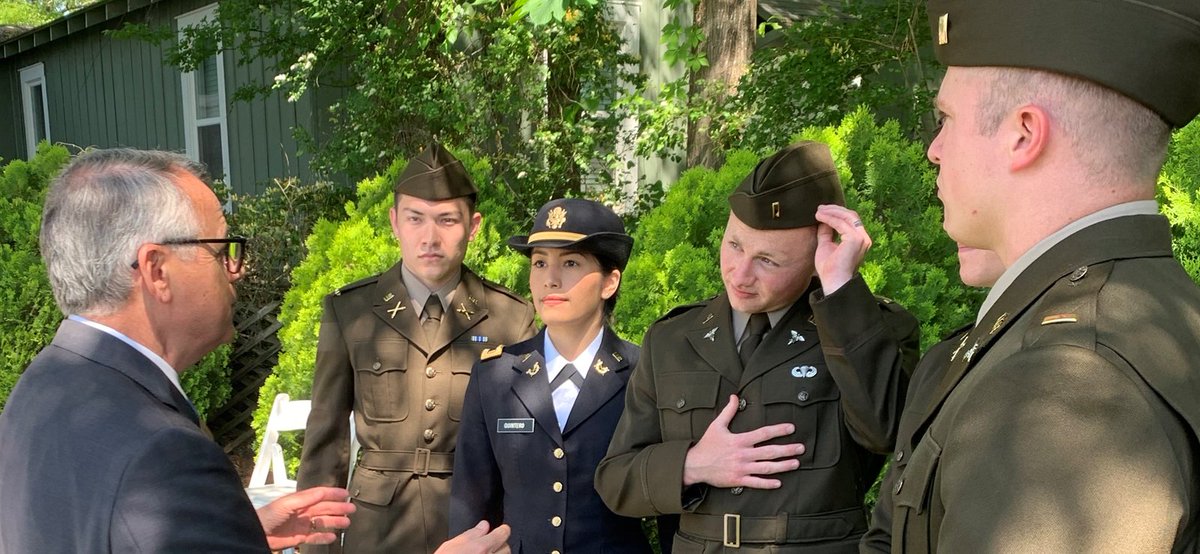 2021 ROTC cadets become 2nd Lieutenants in the US Army. Our very own, Ben Adair (fixing his hat) was one of them. Cheers!