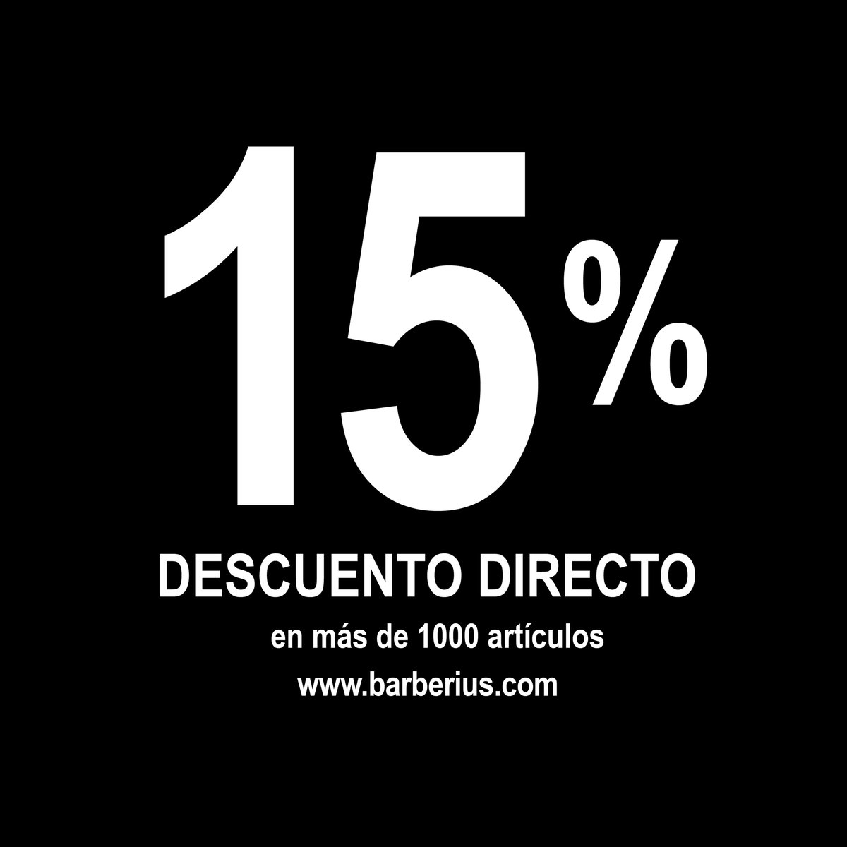 BarberiusShop's tweet photo. Descuento directo del 15% en la Web de https://t.co/5XgbVF9zgu
Aprovecha la ocasión. Promoción limitada solo a este fin de semana.
Más de 1000 artículos rebajados con el 15% de descuento. https://t.co/aC2OKusHaZ