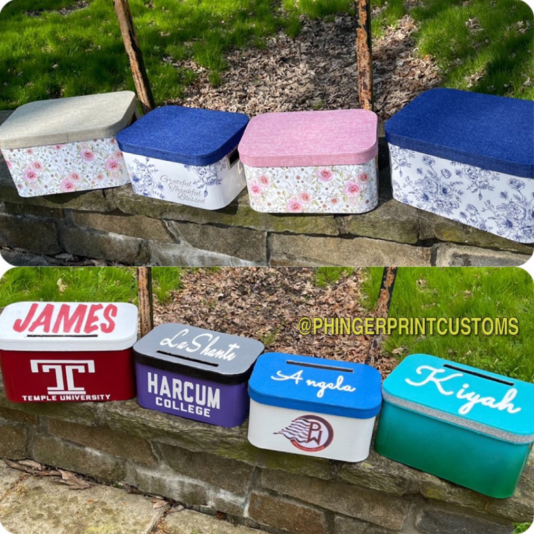 phingerprint1's tweet image. BEFORE &amp;amp; AFTER 
Personalized Event Card Boxes 🎁🎉 .. For a family of Graduates 🎓 🏵 We can create a box For Birthdays / Weddings Anniversaries /  Bar Mitzvah / House Warming / Trunk Parties .. &amp;amp; MORE
#phingerprintcutoms #customcardbox #personalizedcardbox #eventcardbox