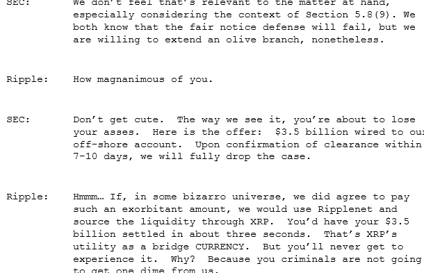 XRPArmy7's tweet photo. 💥💥 BREAKING 💥💥

LEAKED SNAPSHOT OF RIPPLE/SEC SETTLEMENT DISCUSSIONS ANONYMOUSLY SENT TO @XRPArmy7 !!!

😵😵😵😵😵

#XRP #XRPtheStandard #SECvsRipple https://t.co/WeP14aknep https://t.co/gj0qf6ZsJC