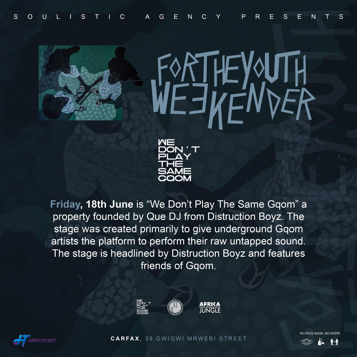 #WeDontPlayTheSameGqom is property founded by @Que_DB from the award winning duo <a href="/DistructionB/">Distruction Boyz</a>. The tour stage was created to give underground Gqom artists the opportunity to perform their music.