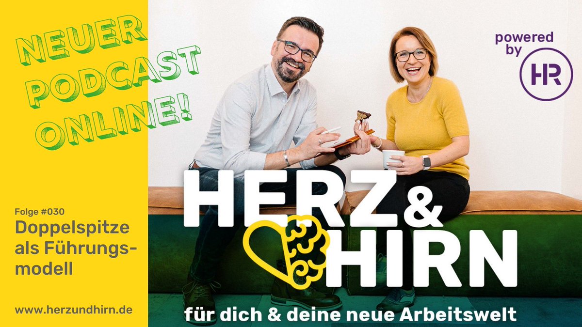Teilzeit / Vollzeit ... bekannt.
Aber was ist mit tatsächlichen Shared Jobs ? Oder ( Achtung jetzt wird’s ganz verrückt;) ) sogar noch Shared Leadership ? Für mich ein klares #newwork Zukunftsmodel der Arbeit ! herzundhirn.de #podcast #herzundhirn