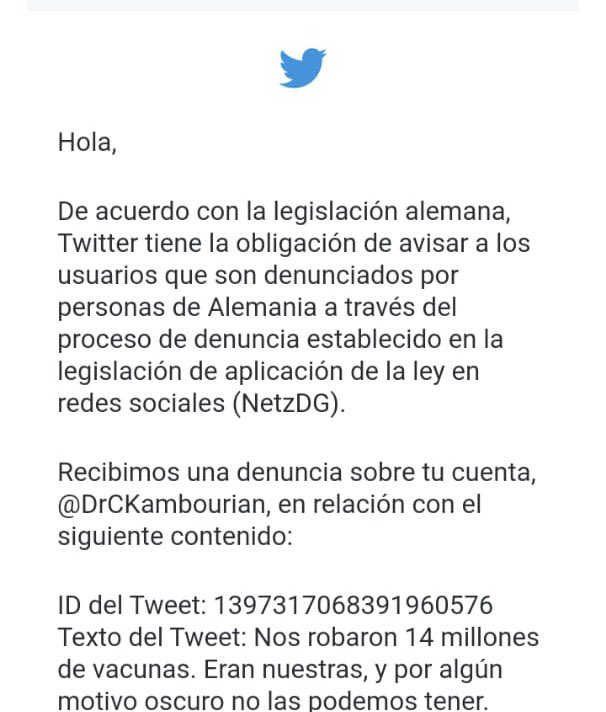 Vos esperas vacunas, testeos, una cama. Pones esfuerzo, perdes trabajo, perdes salud. Pagas impuestos para que compren vacunas. Ellos están dedicados a denunciar mi cuenta de tw en Alemania para intimidar. Dedican tiempo y dinero en eso. 76 mil muertos.